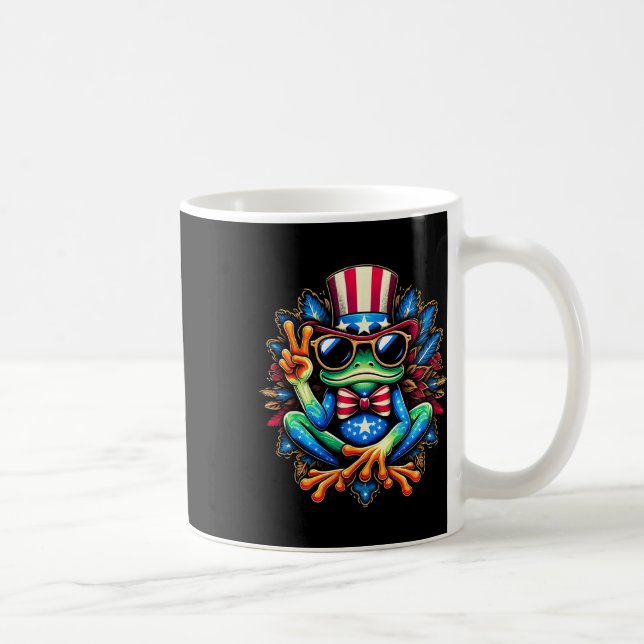 Tie-dye Frog Peace Sign Hippie 4th Of July  Coffee Mug (Right)