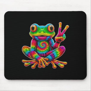 Tie-dye Frog Peace Sign Hippie Christmas Frog Mouse Pad