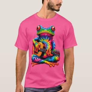 Tie-Dye Frog Playing Guitar Peace Sign Hippie T-Shirt