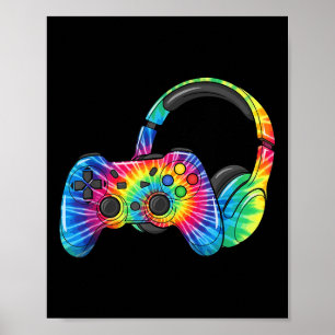 Tie Dye Gaming Headset Controller Video Games Game Poster