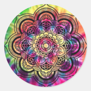 Tie Dye Geometric Round Sticker
