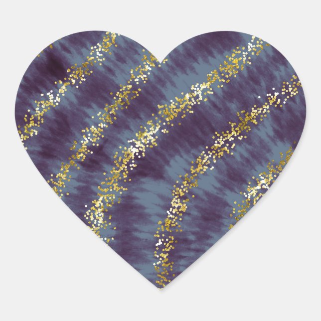 Tie-dye glitter heart sticker (Front)