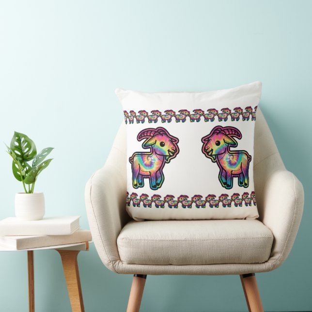 Tie-Dye Goat Throw Pillow (Chair)