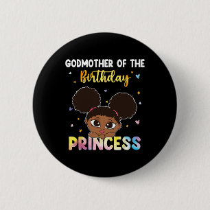 Tie Dye Godmother The Birthday Princess Black Hist 2 Inch Round Button