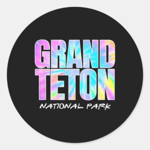 Tie Dye Grand Teton National Park Wyoming Kids Wom Classic Round Sticker