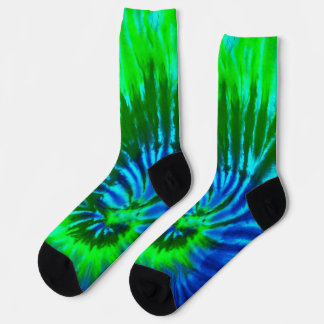 Tie Dye Green and Blue Design Socks
