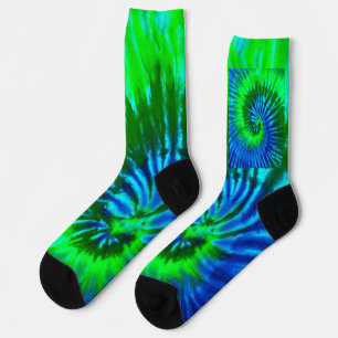 Tie Dye Green and Blue Design Socks
