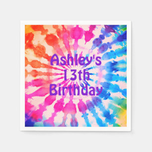 Tie Dye Groovy Hippie Bold Colourful Birthday Napkin