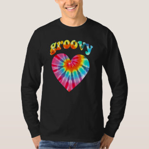 Tie Dye Groovy Love Heart Hippie 70s Costume For W T-Shirt