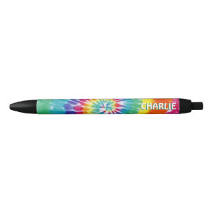 Tie Dye Groovy Personalized Back to School Black Ink Pen