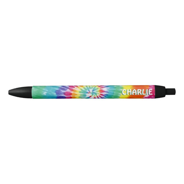 Tie Dye Groovy Personalized Back to School Black Ink Pen (Front)