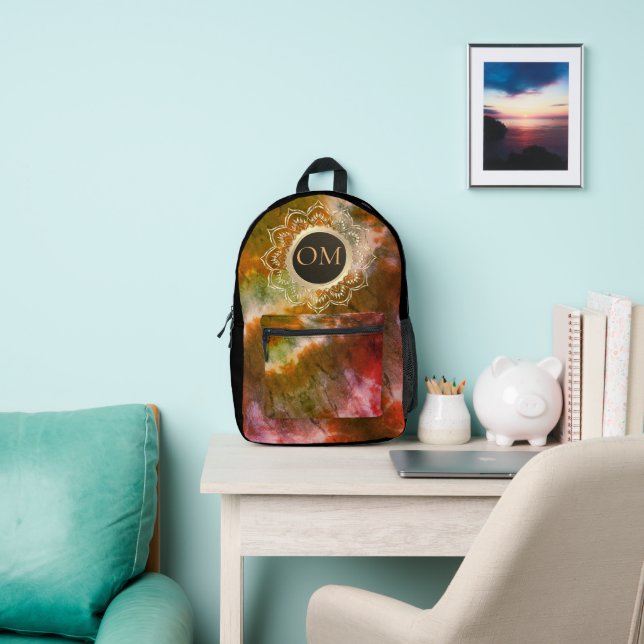 Tie Dye Grunge OM Personalized Printed Backpack (Insitu)