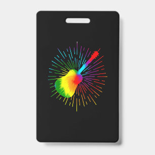 Tie Dye Guitar Music Design Colourful Guitarist Badge