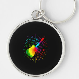 Tie Dye Guitar Music Design Colourful Guitarist Keychain