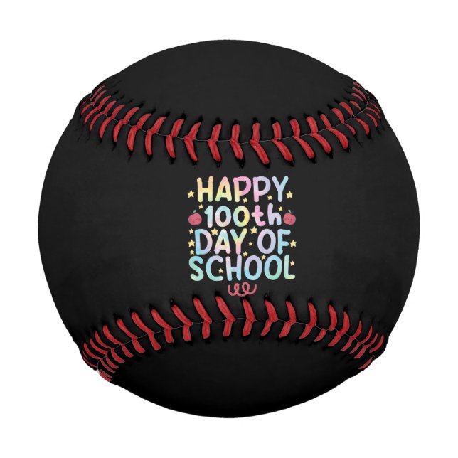 Tie Dye Happy 100th Day Of School Teacher Student  Baseball (Front)