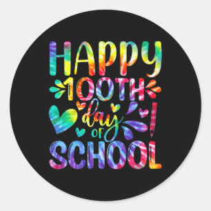 Tie Dye Happy 100th Day Of School Teacher Student Classic Round Sticker