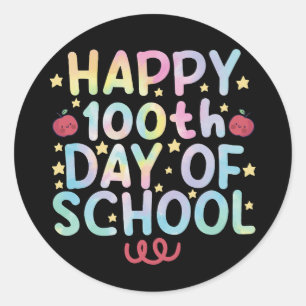 Tie Dye Happy 100th Day Of School Teacher Student  Classic Round Sticker