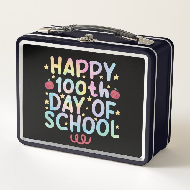 Tie Dye Happy 100th Day Of School Teacher Student  Metal Lunch Box (Front)