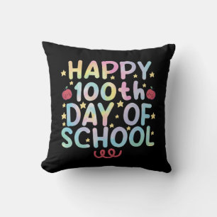 Tie Dye Happy 100th Day Of School Teacher Student Throw Pillow