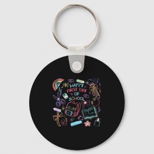 Tie Dye Happy First Day Of School Back To School D Keychain