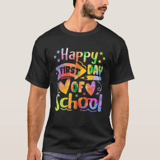 Tie Dye Happy First Day Of School Teacher Kid Back T-Shirt