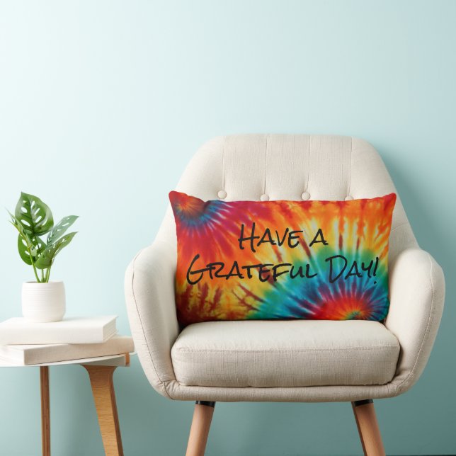 Tie Dye Have a Grateful Day Lumbar Pillow (Chair)