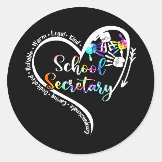Tie Dye Heart School Secretary Life Cute Back to Classic Round Sticker