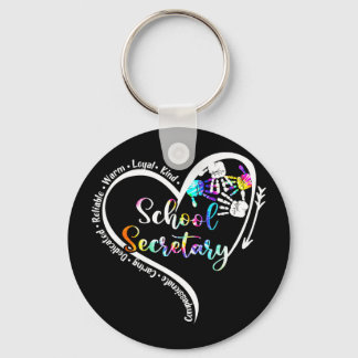 Tie Dye Heart School Secretary Life Cute Back to Keychain
