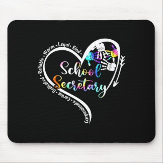 Tie Dye Heart School Secretary Life Cute Back to Mouse Pad