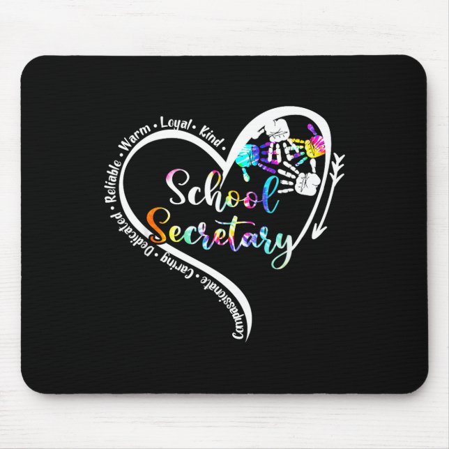 Tie Dye Heart School Secretary Life Cute Back to Mouse Pad (Front)