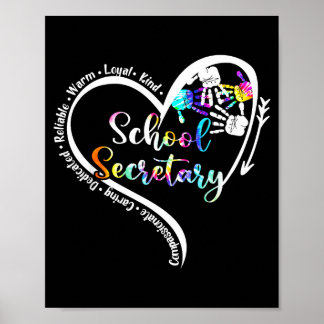 Tie Dye Heart School Secretary Life Cute Back to Poster