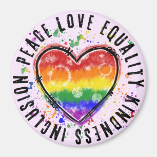 Tie-Dye Heart Spreading Messages of Peace & Love Magnet