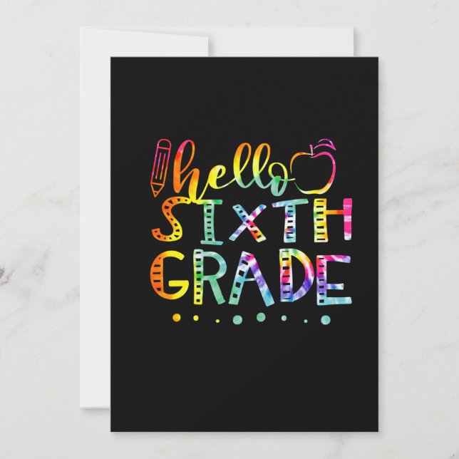 Tie Dye Hello sixth th Grade Teacher Save The Date (Front)