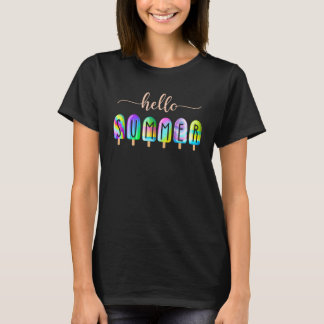 Tie Dye Hello Summer Popsicle Last Day Of School T T-Shirt