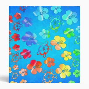 Tie Dye Honu And Hibiscus Binder