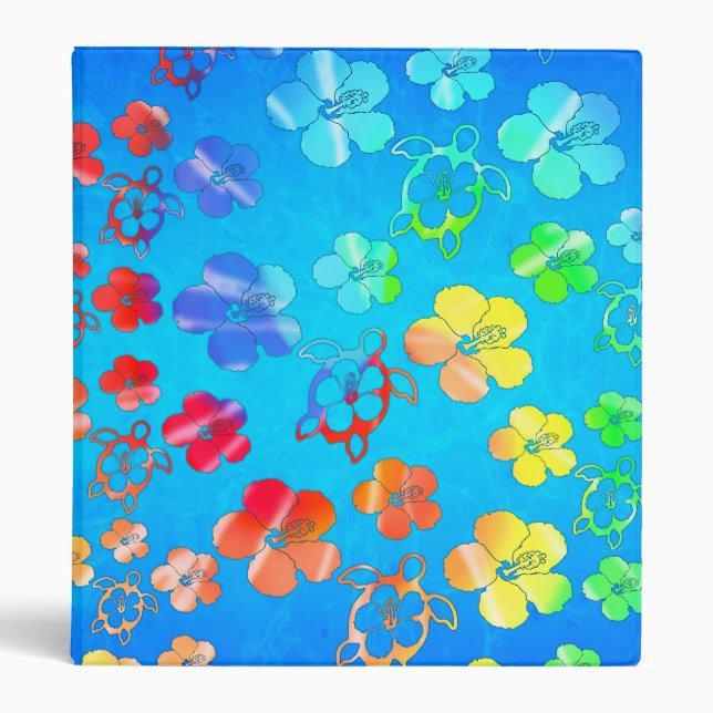 Tie Dye Honu And Hibiscus Binder (Front)