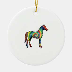 Tie Dye Horse Vintage Engraving Vector Art Ceramic Ornament