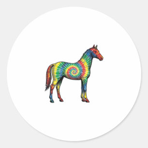 Tie Dye Horse Vintage Engraving Vector Art Classic Round Sticker