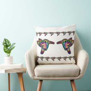 Tie Dye Hummingbird Throw Pillow
