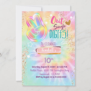 Tie Dye Invitation Anniversaire Paix sortie Chiffr