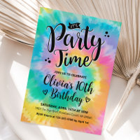 Tie Dye Invitation Anniversaire, Rainbow Tie Dye