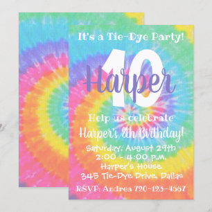 Tie Dye Invitation Anniversaire Tie Dye Invitation
