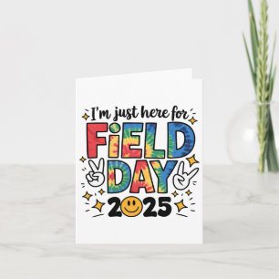 Tie Dye Just Here For Field Day 2025 Peace Sign Te Card