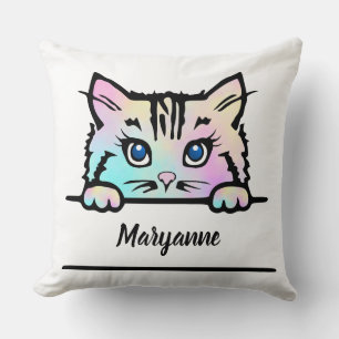 Tie Dye Kitty Throw Pillow