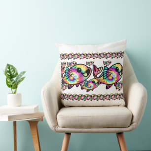 Tie Dye Koi Fish Throw Pillow