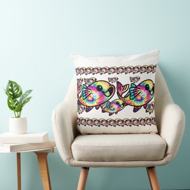 Tie Dye Koi Fish Throw Pillow (Chair)