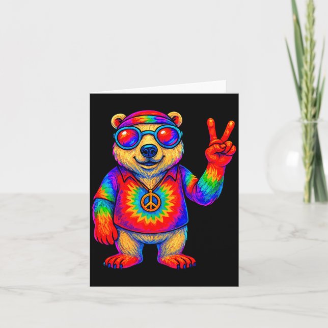 Tie-dye Lar Bear Peace Sign Hip  Card (Front)