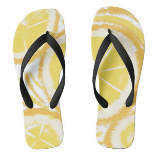 Tie Dye Lemon Abstract Fruit Round Flip Flops