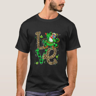 Tie Dye Leopard Love Dabbing Gnome Irish St Patric T-Shirt