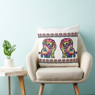 Tie Dye Lion Throw Pillow